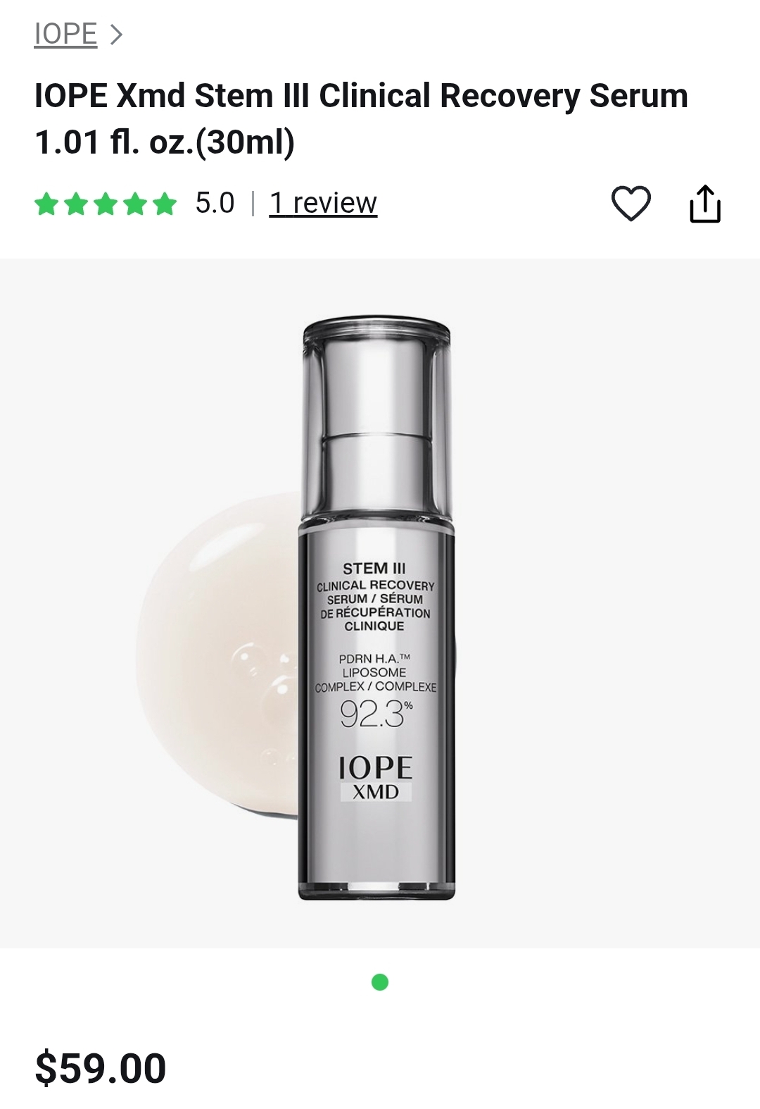 IOPE Xmd Stem Ⅲ Clinical Recovery Serum 1.01 fl. oz.(30ml